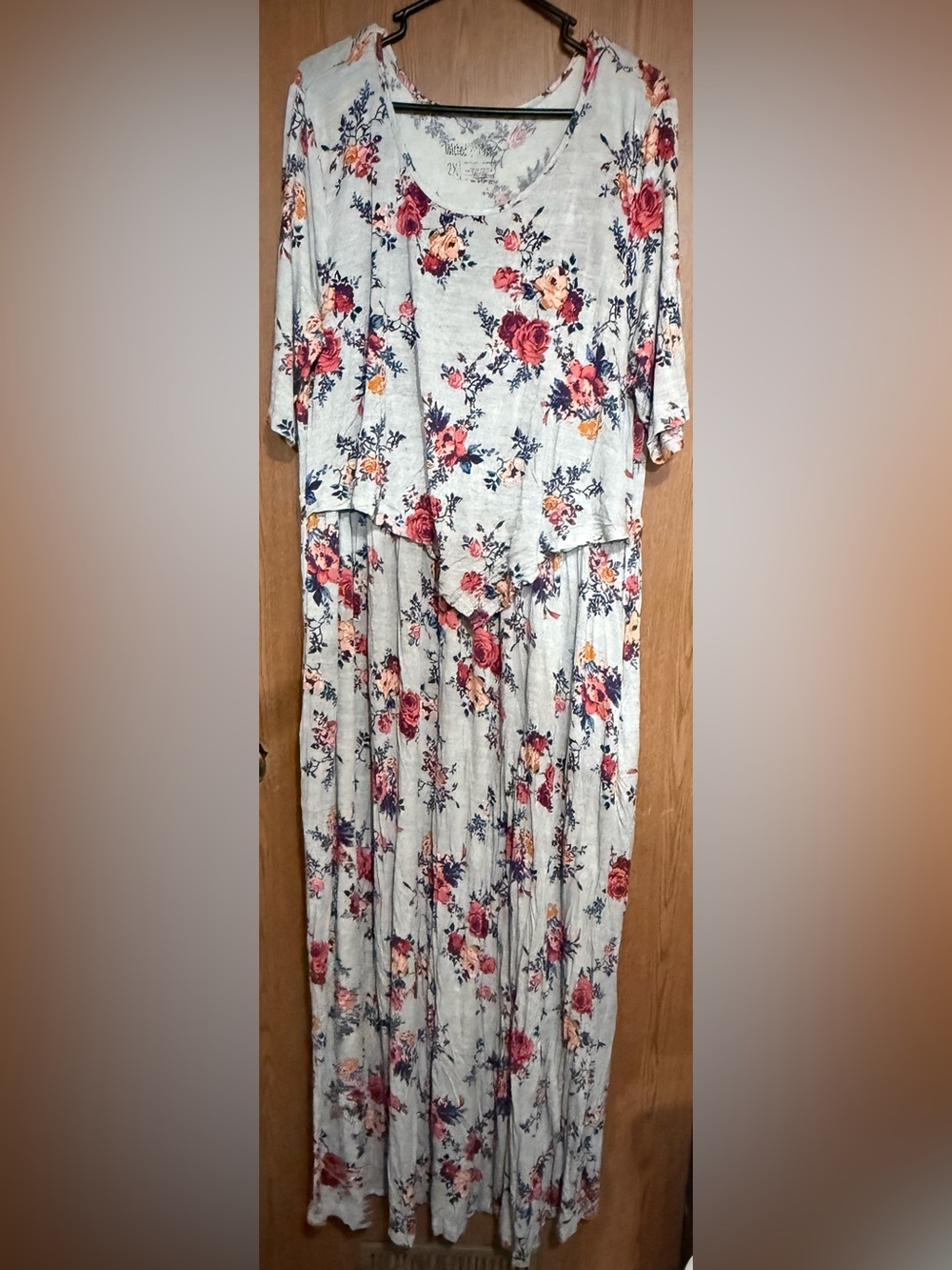 Latched Mama Nursing Maternity Dress Women’s 2X Floral Grey Cover